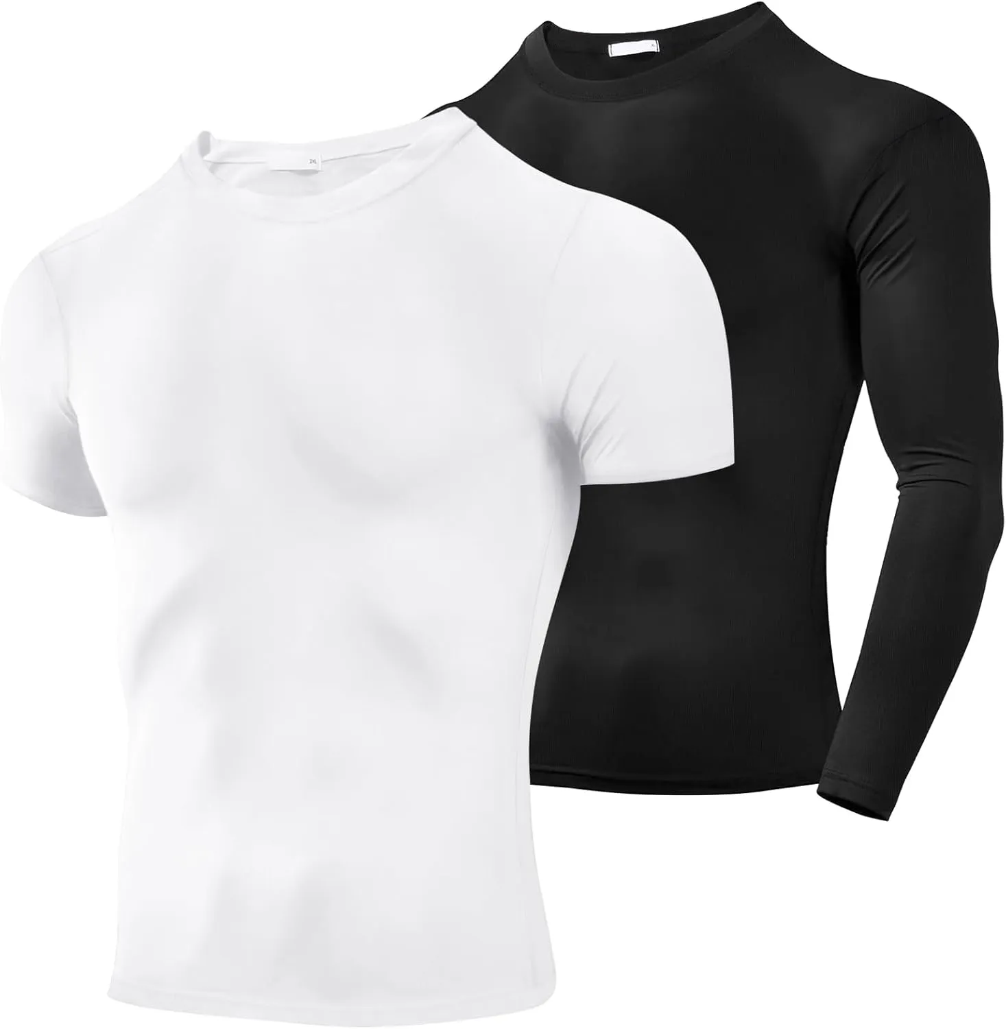2 Pack Men's Sun Protection Shirts UPF 50  Rash Guard Quick Dry Swim T-Shirt Long/Short Sleeve for Running Fishing