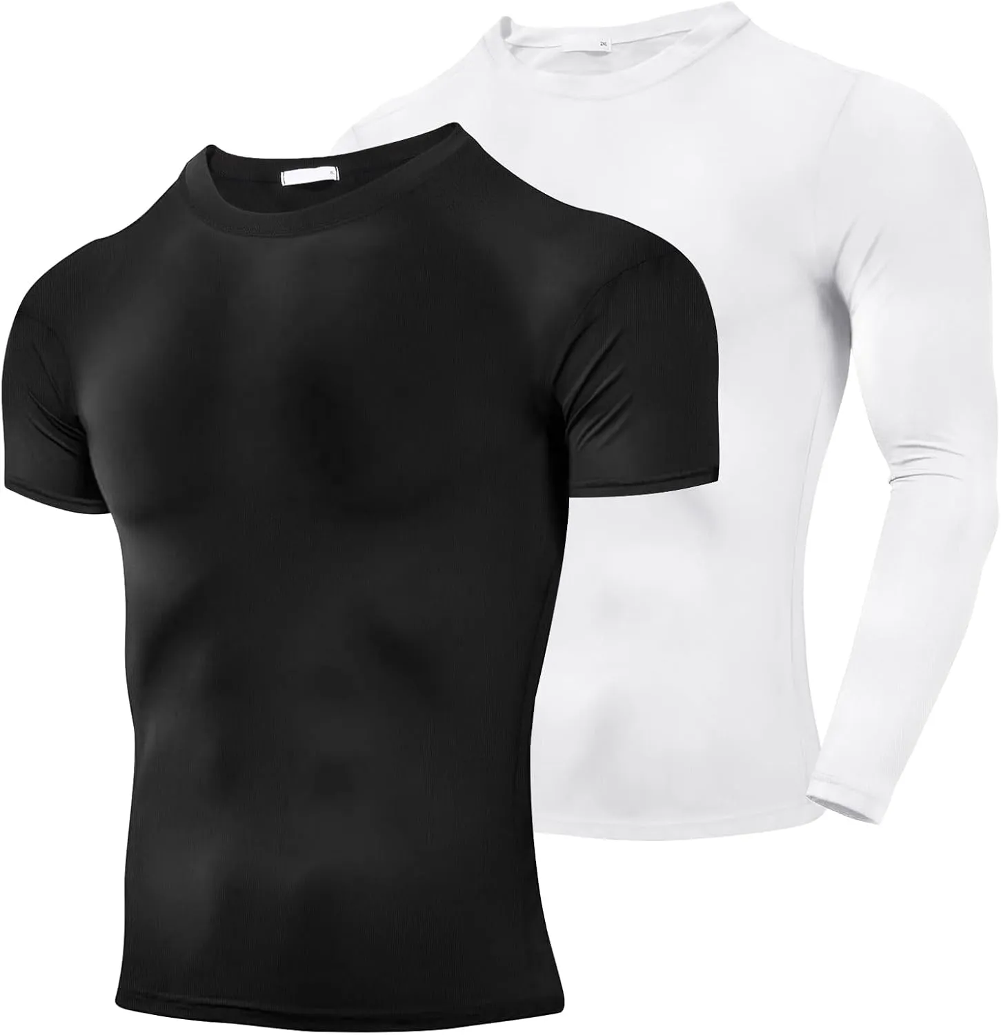 2 Pack Men's Sun Protection Shirts UPF 50  Rash Guard Quick Dry Swim T-Shirt Long/Short Sleeve for Running Fishing
