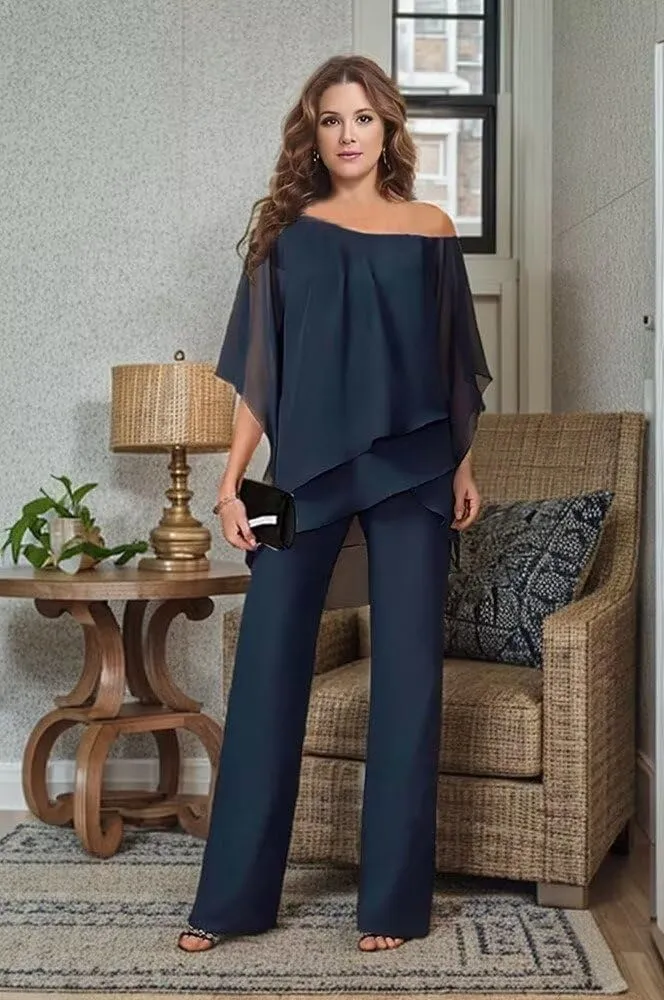 2 Pieces Mother of The Bride Pant Suits 2 Pcs Grandmother of The Bride Pants Suits for Wedding