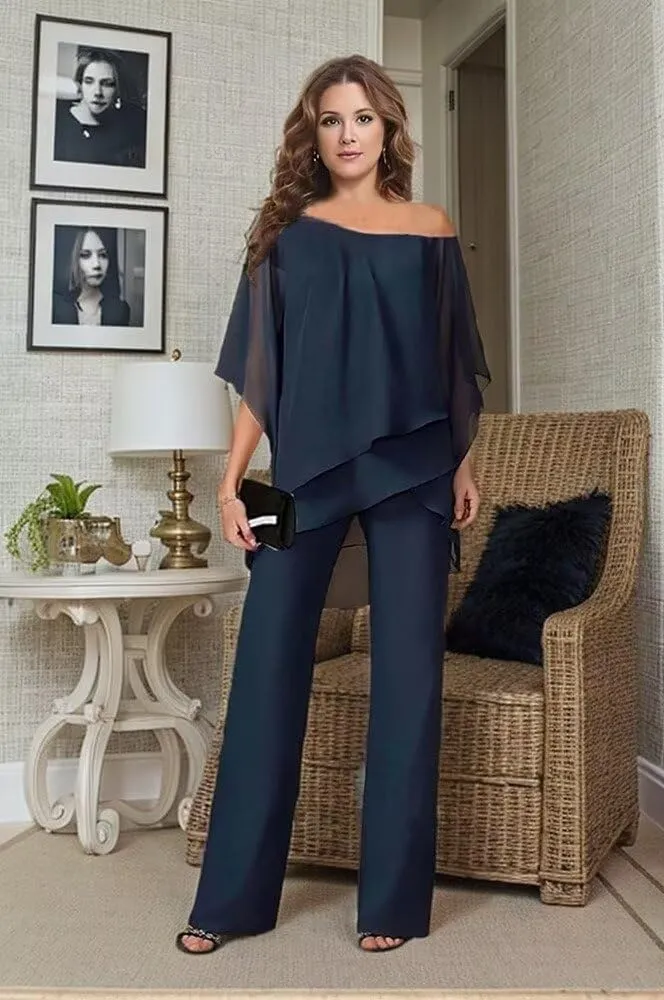 2 Pieces Mother of The Bride Pant Suits 2 Pcs Grandmother of The Bride Pants Suits for Wedding