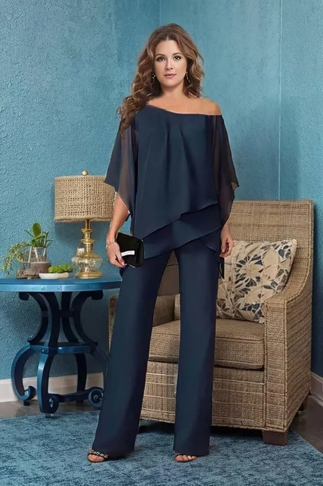 2 Pieces Mother of The Bride Pant Suits 2 Pcs Grandmother of The Bride Pants Suits for Wedding