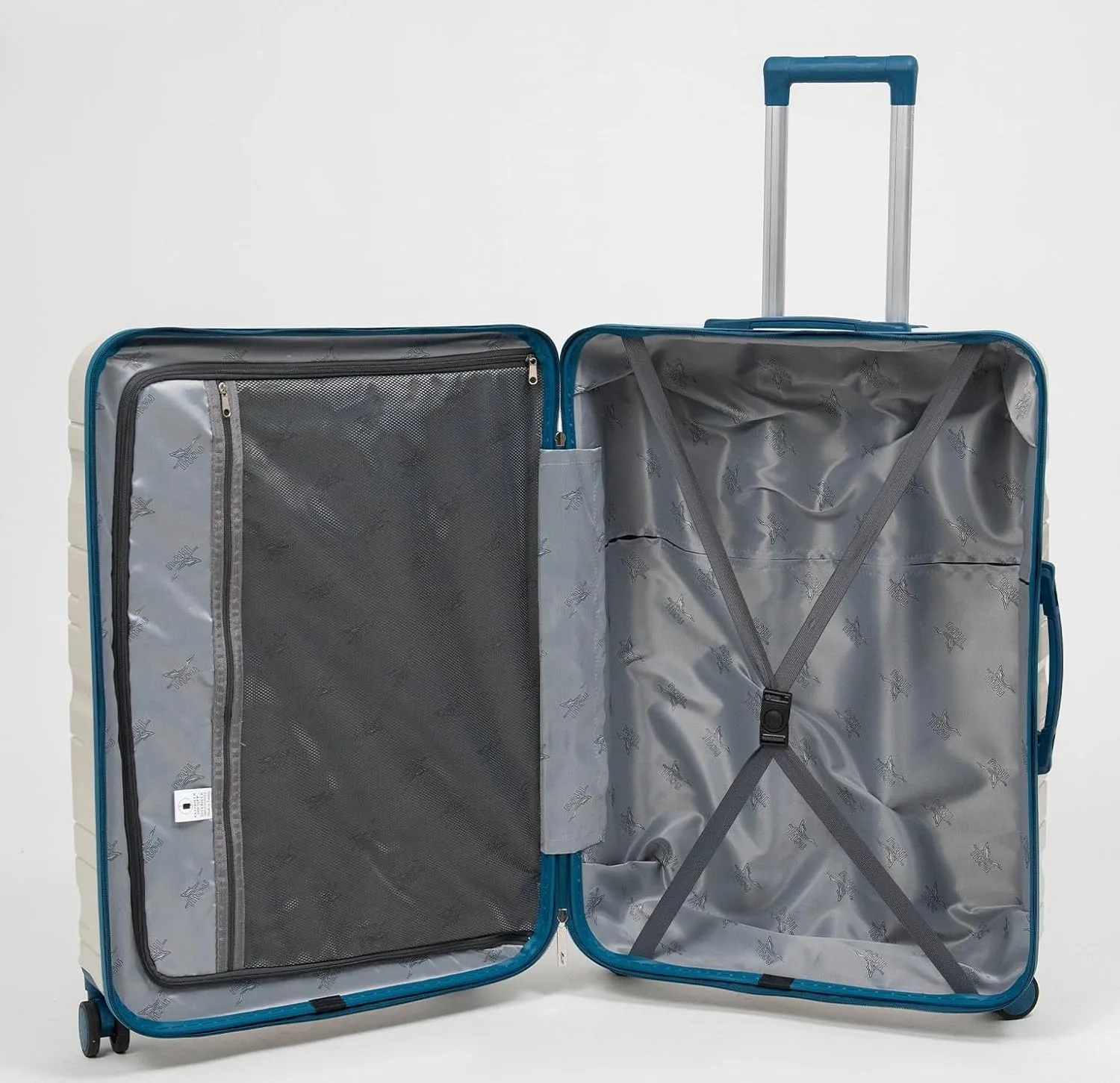 3-Piece Lightweight 100% Polypropylene Hardshell Luggage Set with 360 Removable Spinner Wheels, Airline-Approved Carry On, Durable Travel Suitcases Set (Cream with Turquoise Blue)