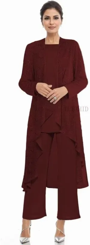 3 Pieces Mother of The Bride Pant Suits for Women Dressy Sequin Formal Wedding Dress with Jacket