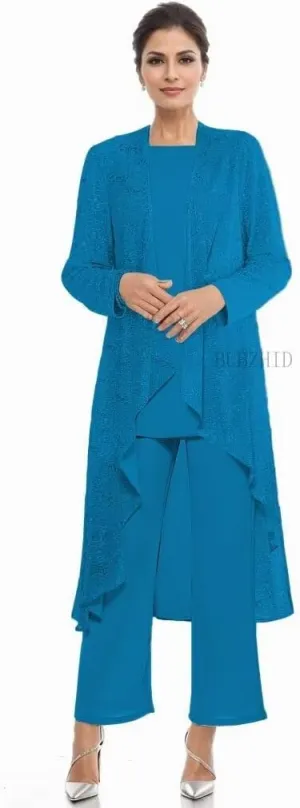 3 Pieces Mother of The Bride Pant Suits for Women Dressy Sequin Formal Wedding Dress with Jacket