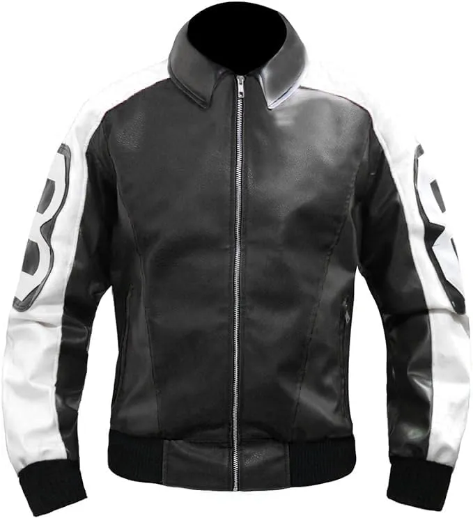 8 Ball Pool Bomber Jacket- Faux Leather Seinfeld David Puddy Eight ball Lettermen Jacket - 90's Leather Bomber Jacket