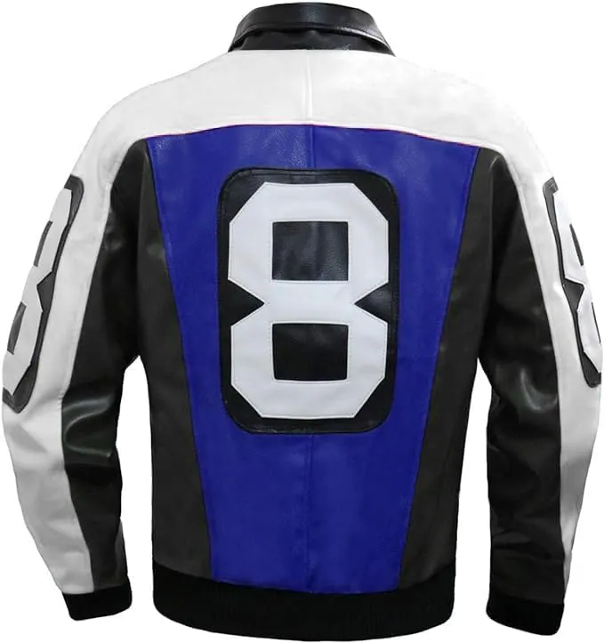8 Ball Pool Bomber Jacket- Faux Leather Seinfeld David Puddy Eight ball Lettermen Jacket - 90's Leather Bomber Jacket