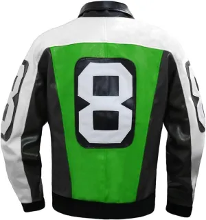 8 Ball Pool Bomber Jacket- Faux Leather Seinfeld David Puddy Eight ball Lettermen Jacket - 90's Leather Bomber Jacket