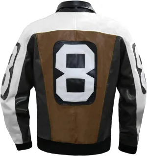 8 Ball Pool Bomber Jacket- Faux Leather Seinfeld David Puddy Eight ball Lettermen Jacket - 90's Leather Bomber Jacket