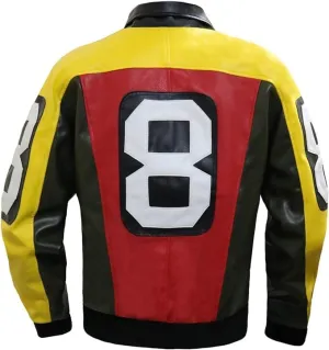 8 Ball Pool Bomber Jacket- Faux Leather Seinfeld David Puddy Eight ball Lettermen Jacket - 90's Leather Bomber Jacket