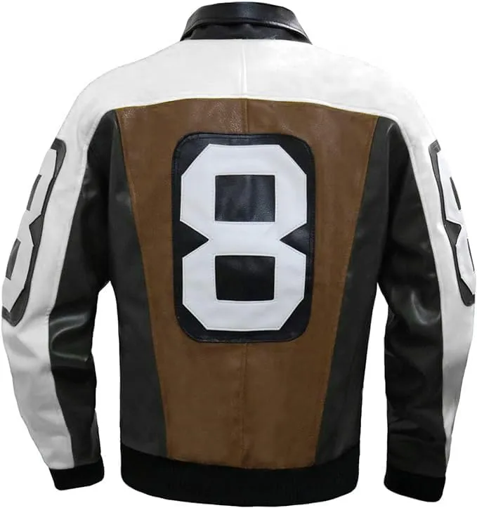 8 Ball Pool Bomber Jacket- Faux Leather Seinfeld David Puddy Eight ball Lettermen Jacket - 90's Leather Bomber Jacket