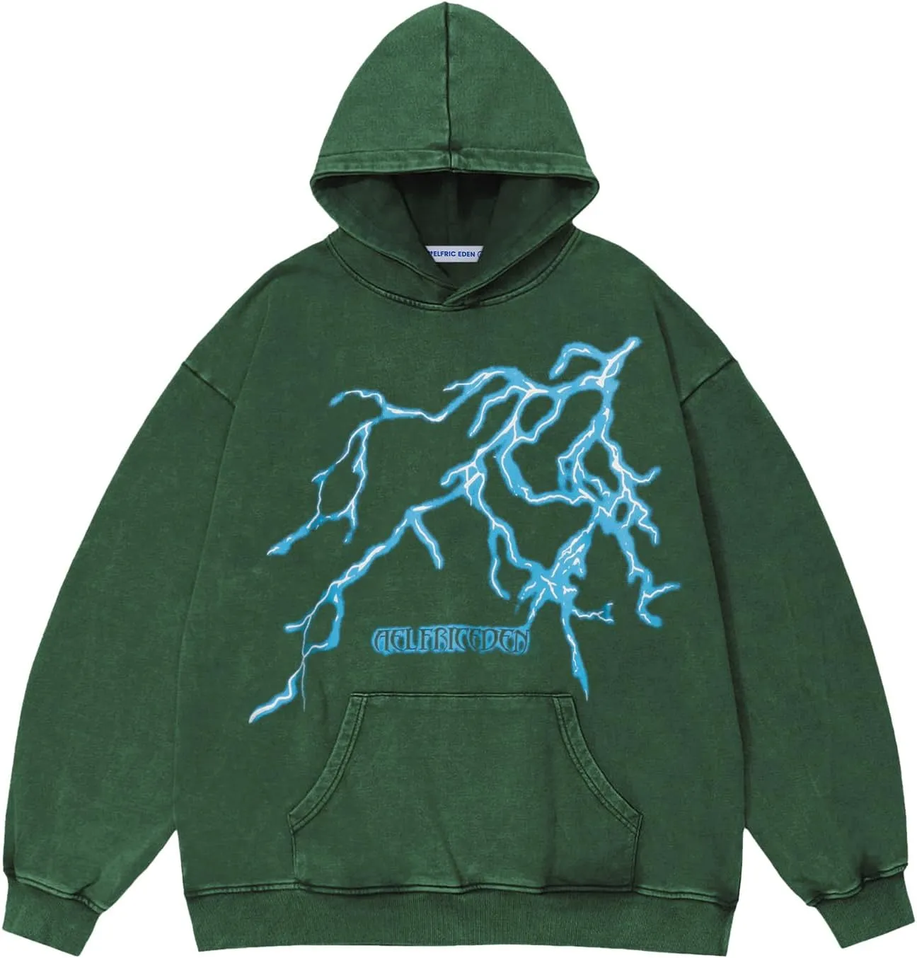 Aelfric Eden Mens Lightning Graphic Hoodies Print Oversized Unisex Streetwear Vintage Hoodie Y2k Sweatshirt Pocket Pullover