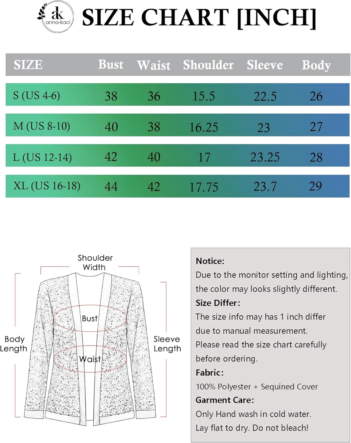 Anna-Kaci Women's Sparkly Sequin Cardigan Long Sleeve Open Front Glitter Party Sequin Blazer Jacket