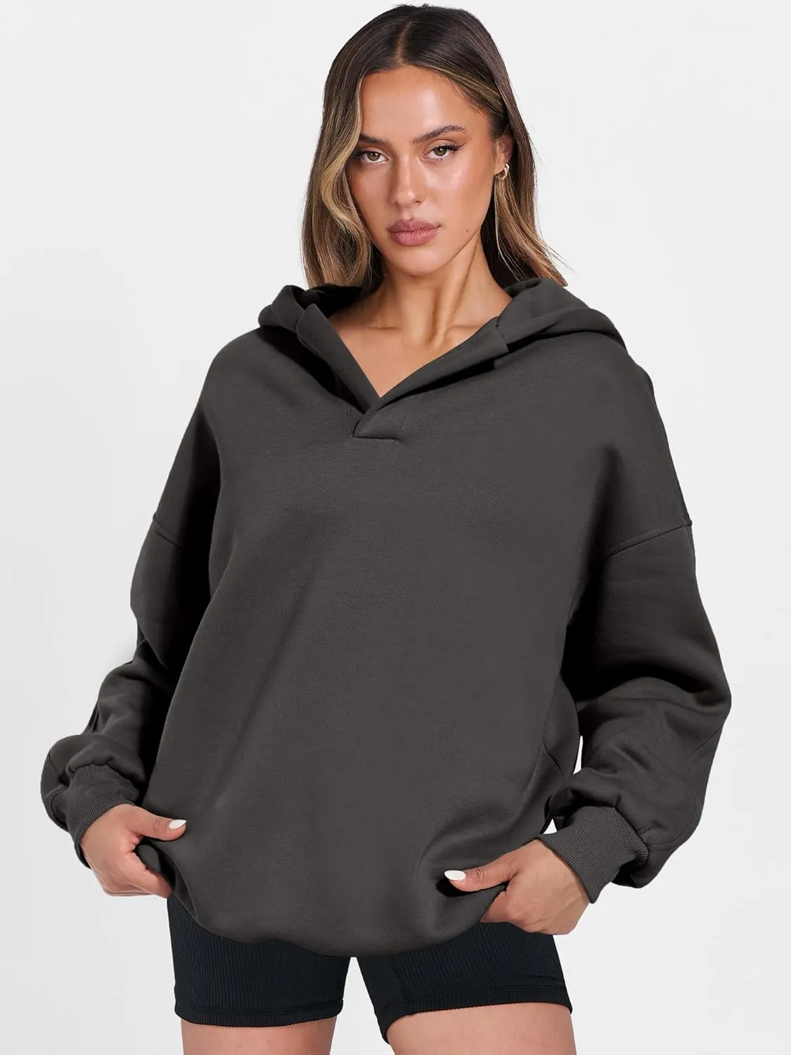 ANRABESS Womens Oversized Hoodies V Neck Sweatshirts Long Sleeve Pullover Casual Fall Teen Girls Preppy Clothes 2025 Trendy