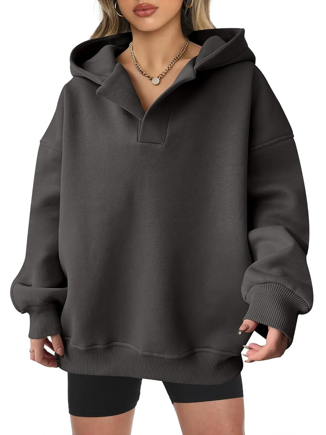 ANRABESS Womens Oversized Hoodies V Neck Sweatshirts Long Sleeve Pullover Casual Fall Teen Girls Preppy Clothes 2025 Trendy
