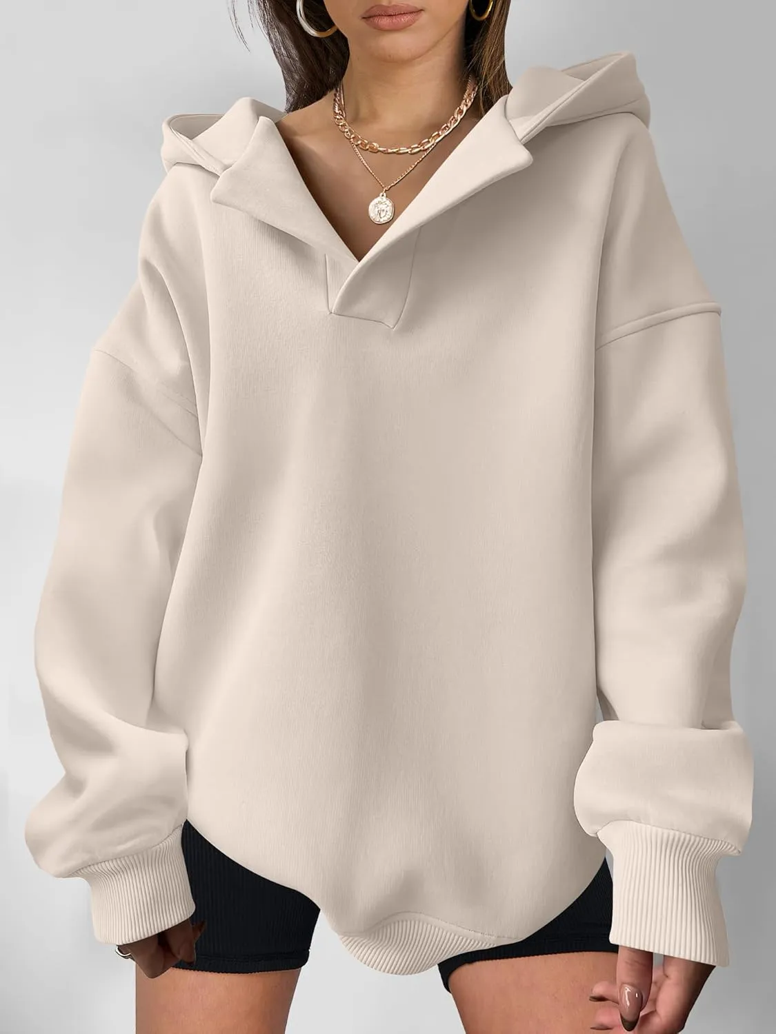 ANRABESS Womens Oversized Hoodies V Neck Sweatshirts Long Sleeve Pullover Casual Fall Teen Girls Preppy Clothes 2025 Trendy