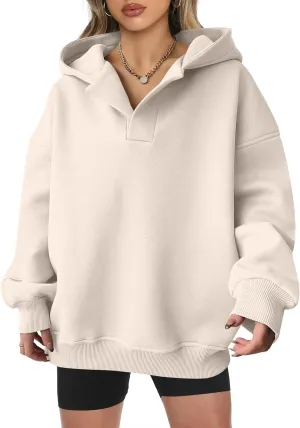 ANRABESS Womens Oversized Hoodies V Neck Sweatshirts Long Sleeve Pullover Casual Fall Teen Girls Preppy Clothes 2025 Trendy