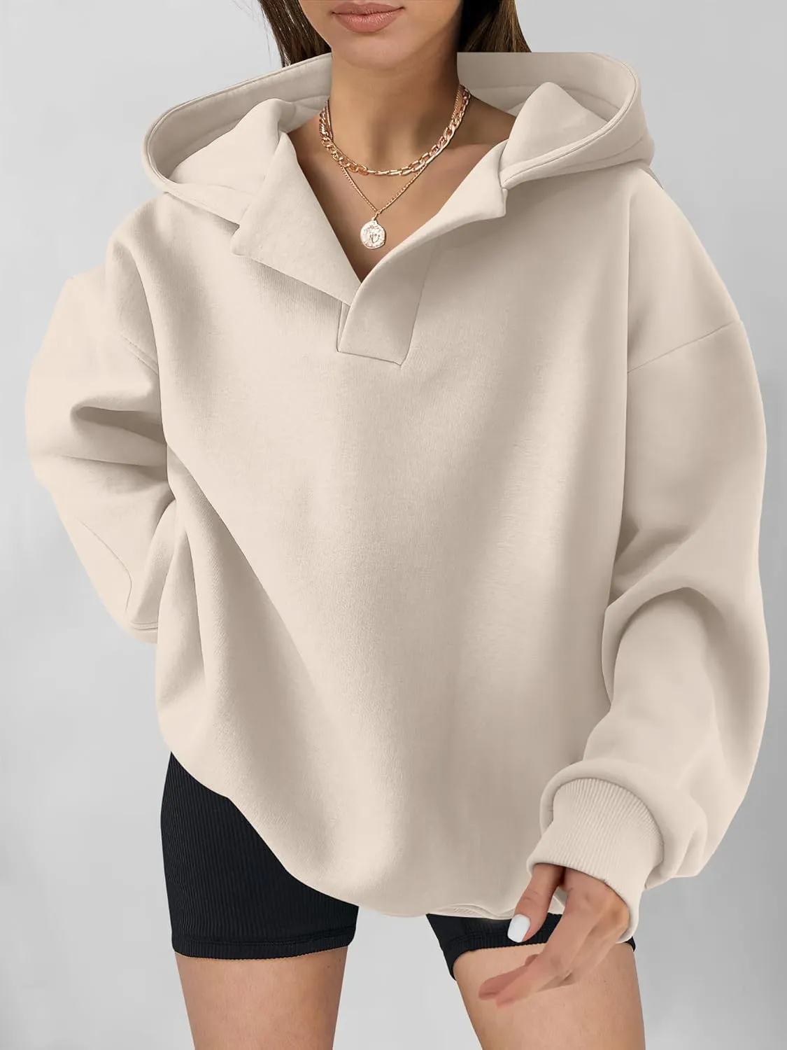 ANRABESS Womens Oversized Hoodies V Neck Sweatshirts Long Sleeve Pullover Casual Fall Teen Girls Preppy Clothes 2025 Trendy