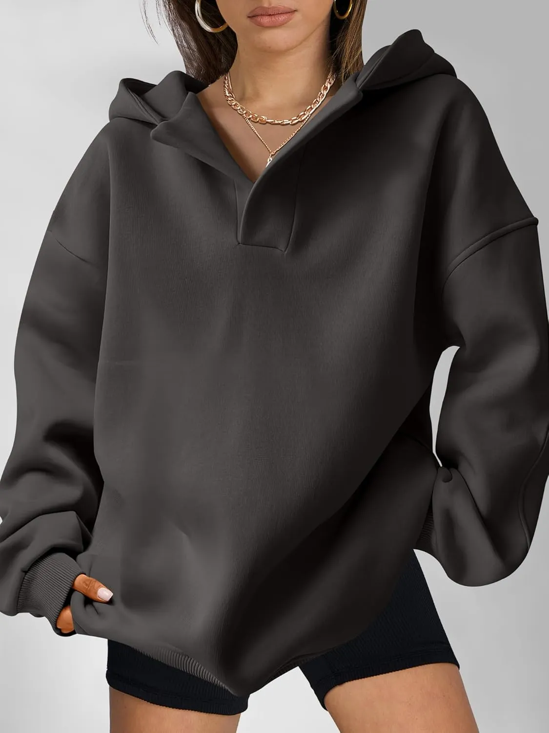 ANRABESS Womens Oversized Hoodies V Neck Sweatshirts Long Sleeve Pullover Casual Fall Teen Girls Preppy Clothes 2025 Trendy