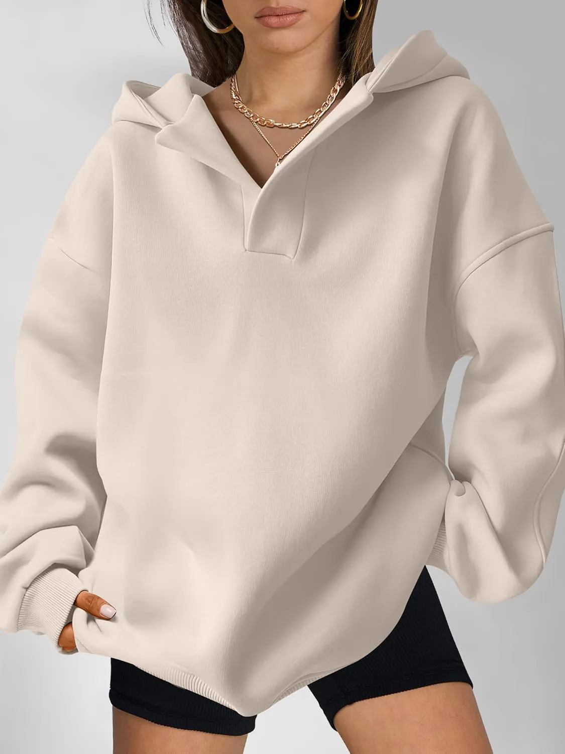 ANRABESS Womens Oversized Hoodies V Neck Sweatshirts Long Sleeve Pullover Casual Fall Teen Girls Preppy Clothes 2025 Trendy