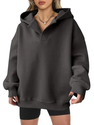 ANRABESS Womens Oversized Hoodies V Neck Sweatshirts Long Sleeve Pullover Casual Fall Teen Girls Preppy Clothes 2025 Trendy