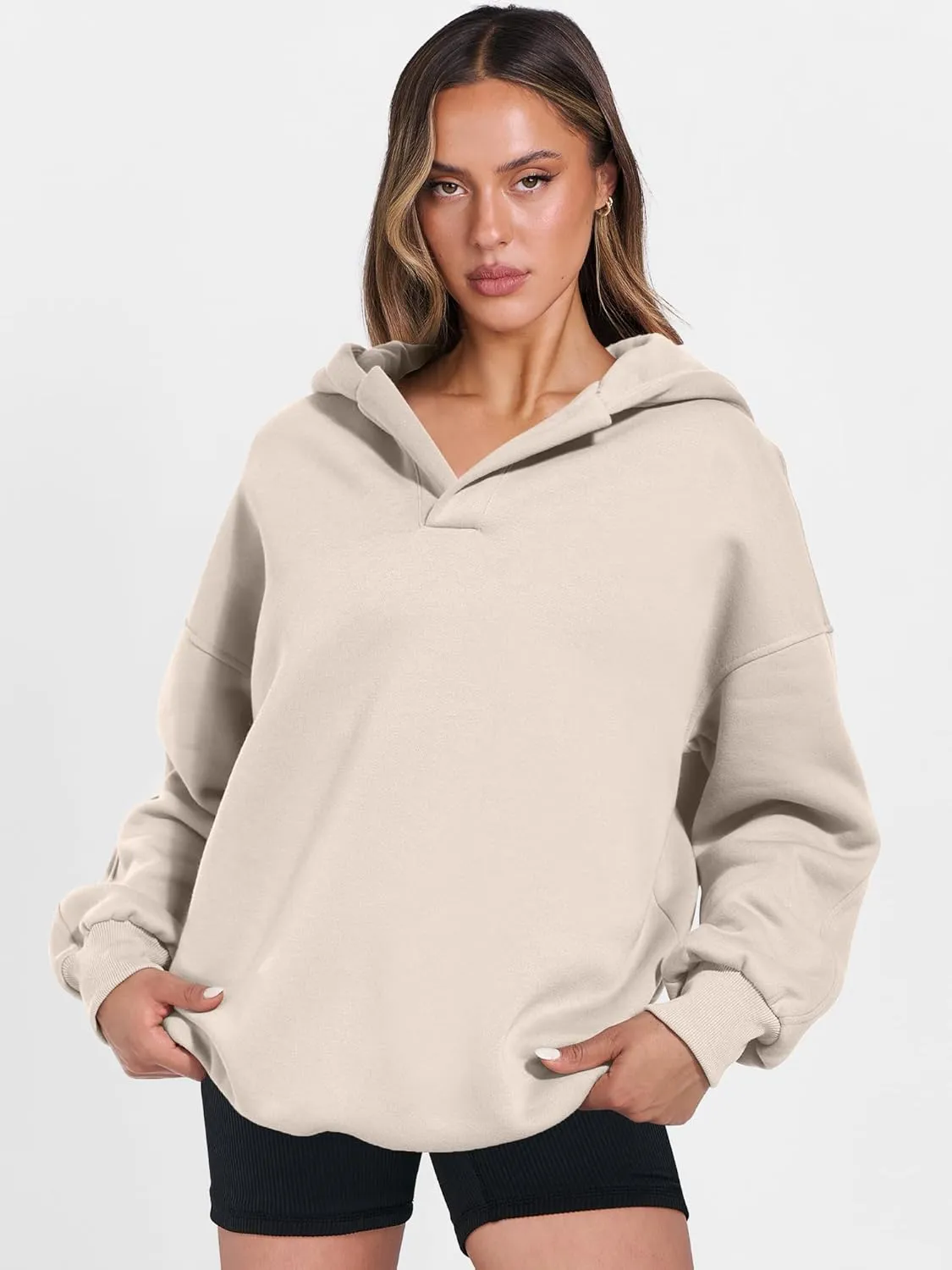 ANRABESS Womens Oversized Hoodies V Neck Sweatshirts Long Sleeve Pullover Casual Fall Teen Girls Preppy Clothes 2025 Trendy