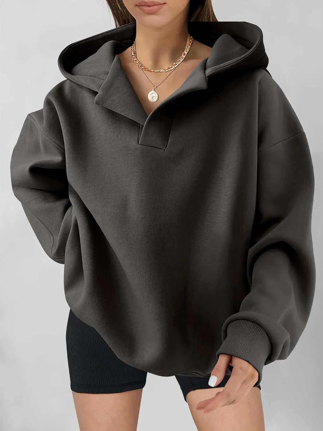 ANRABESS Womens Oversized Hoodies V Neck Sweatshirts Long Sleeve Pullover Casual Fall Teen Girls Preppy Clothes 2025 Trendy