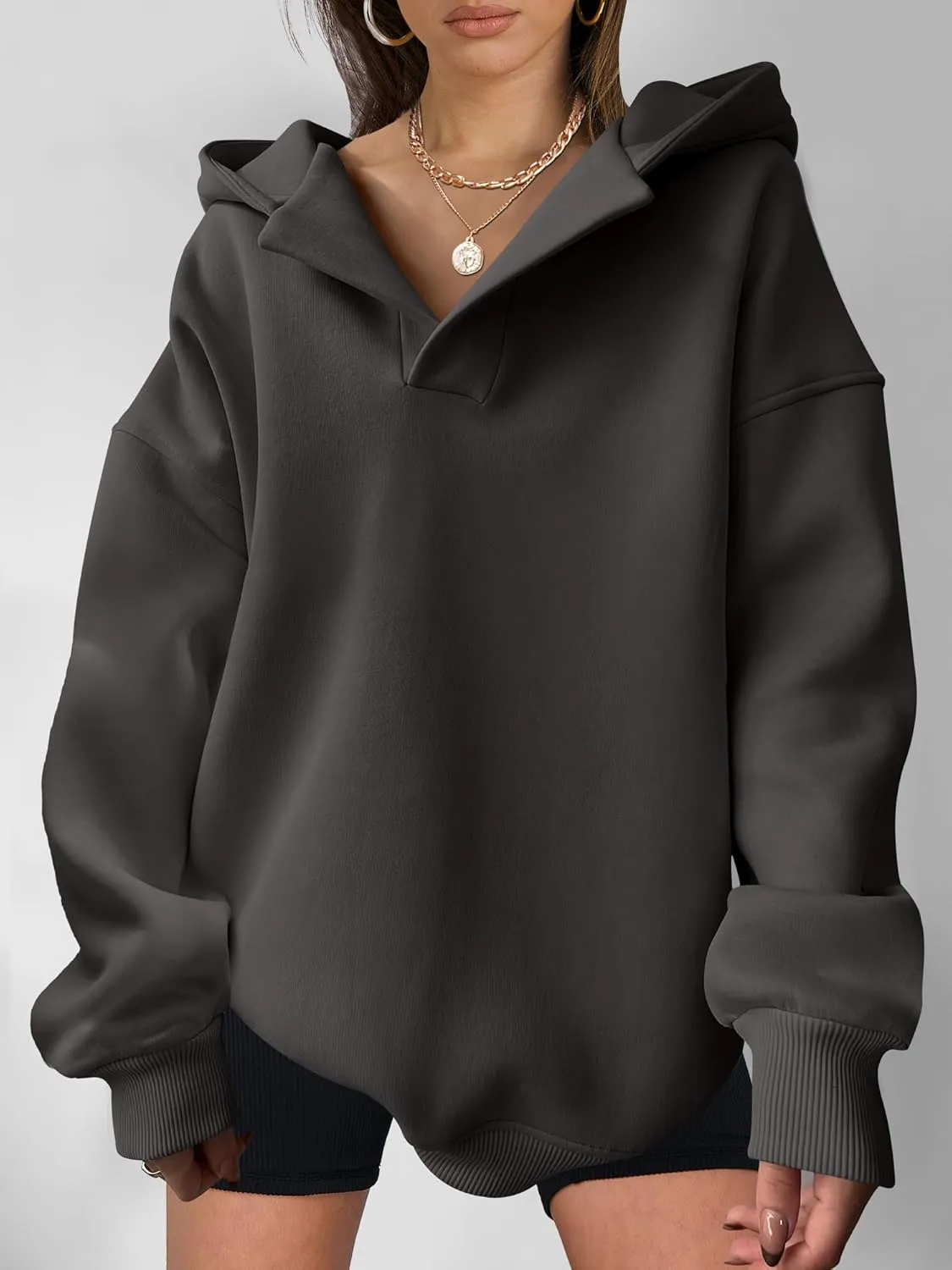 ANRABESS Womens Oversized Hoodies V Neck Sweatshirts Long Sleeve Pullover Casual Fall Teen Girls Preppy Clothes 2025 Trendy