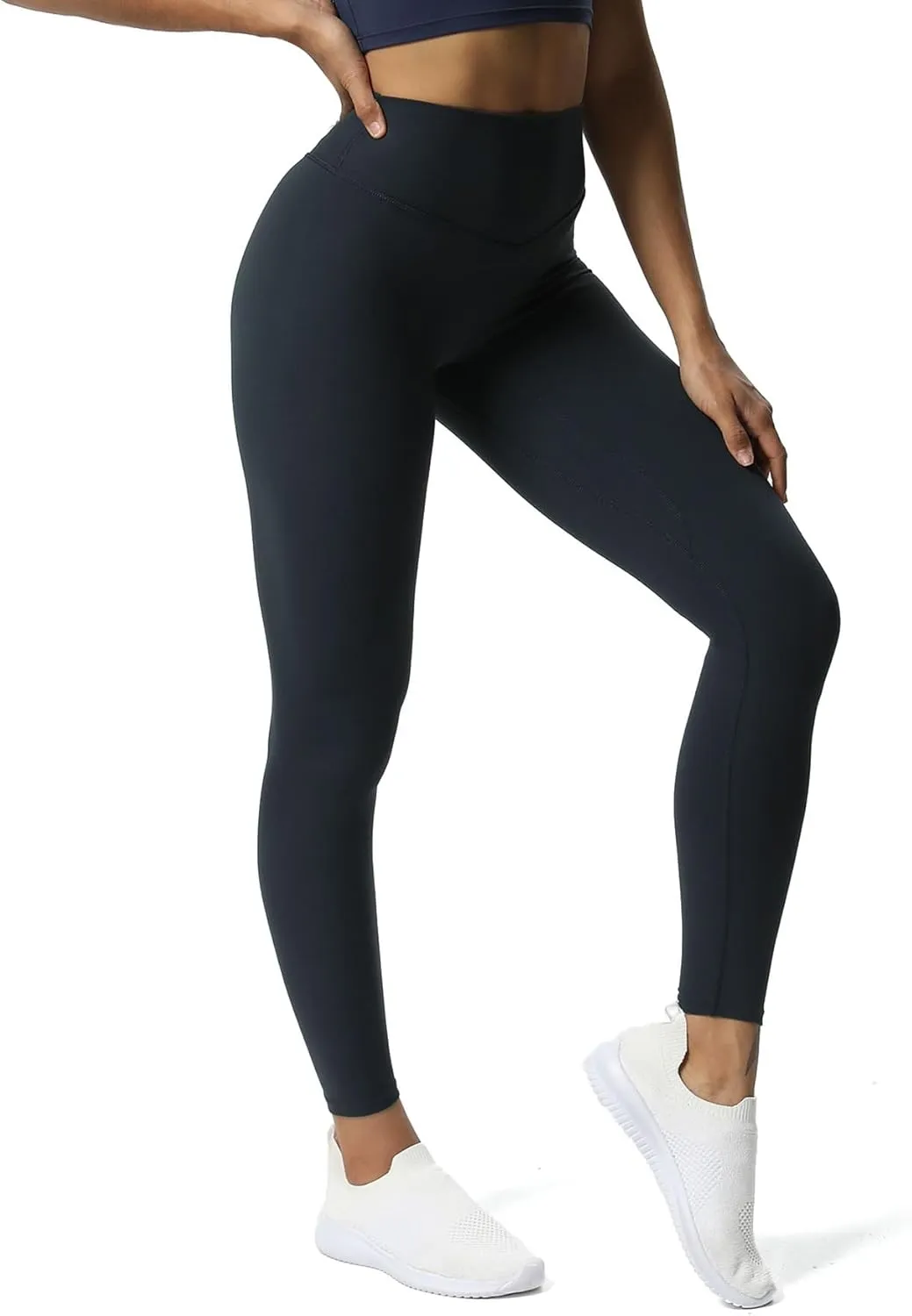 Aoxjox High Waisted Workout Leggings for Women Tummy Control Buttery Soft Yoga Metamorph Deep V Pants 26"