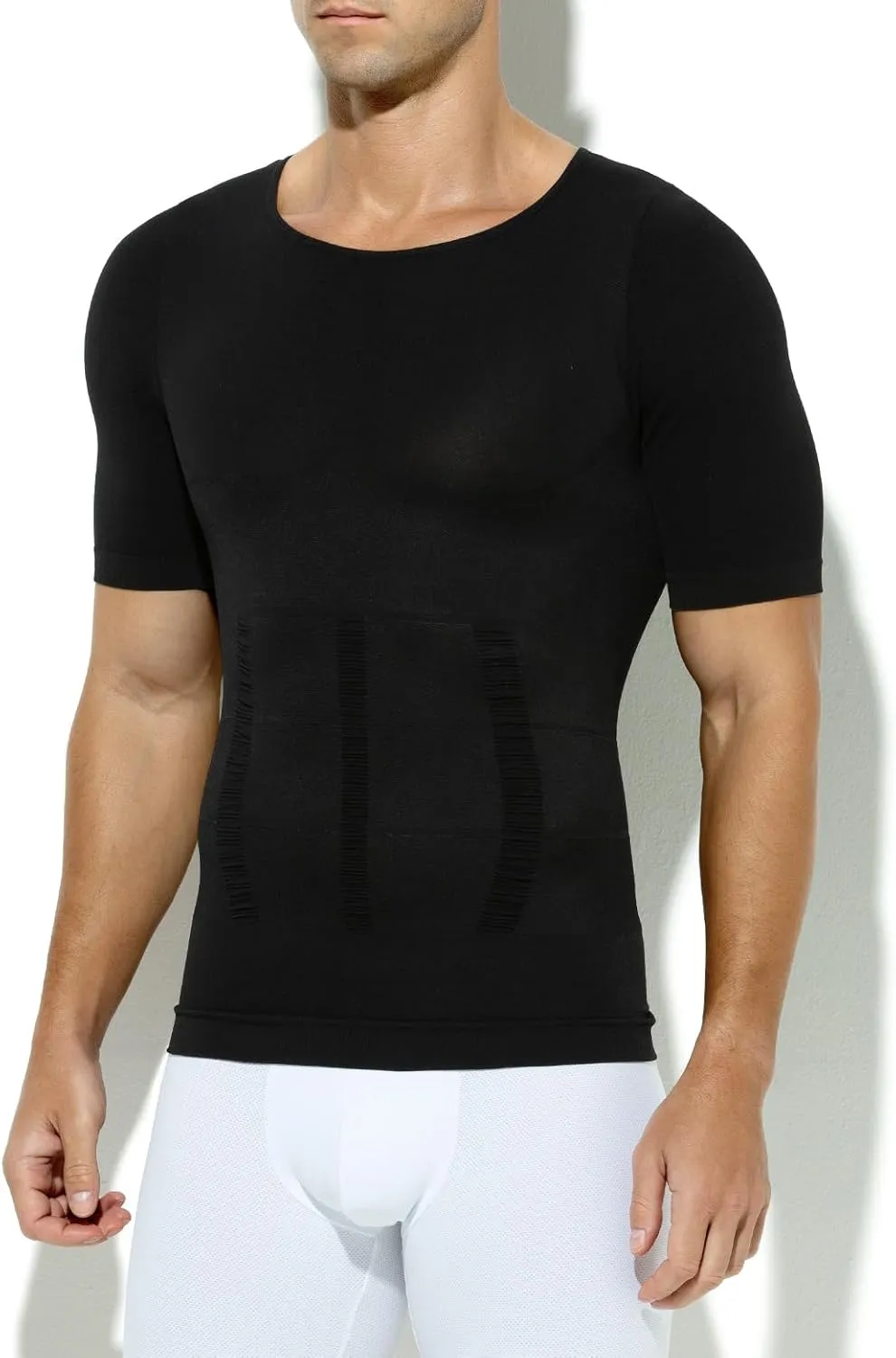 Arjen Kroos Men's Compression Undershirts Short Sleeve Shapewear Body Shaper 3 Pack