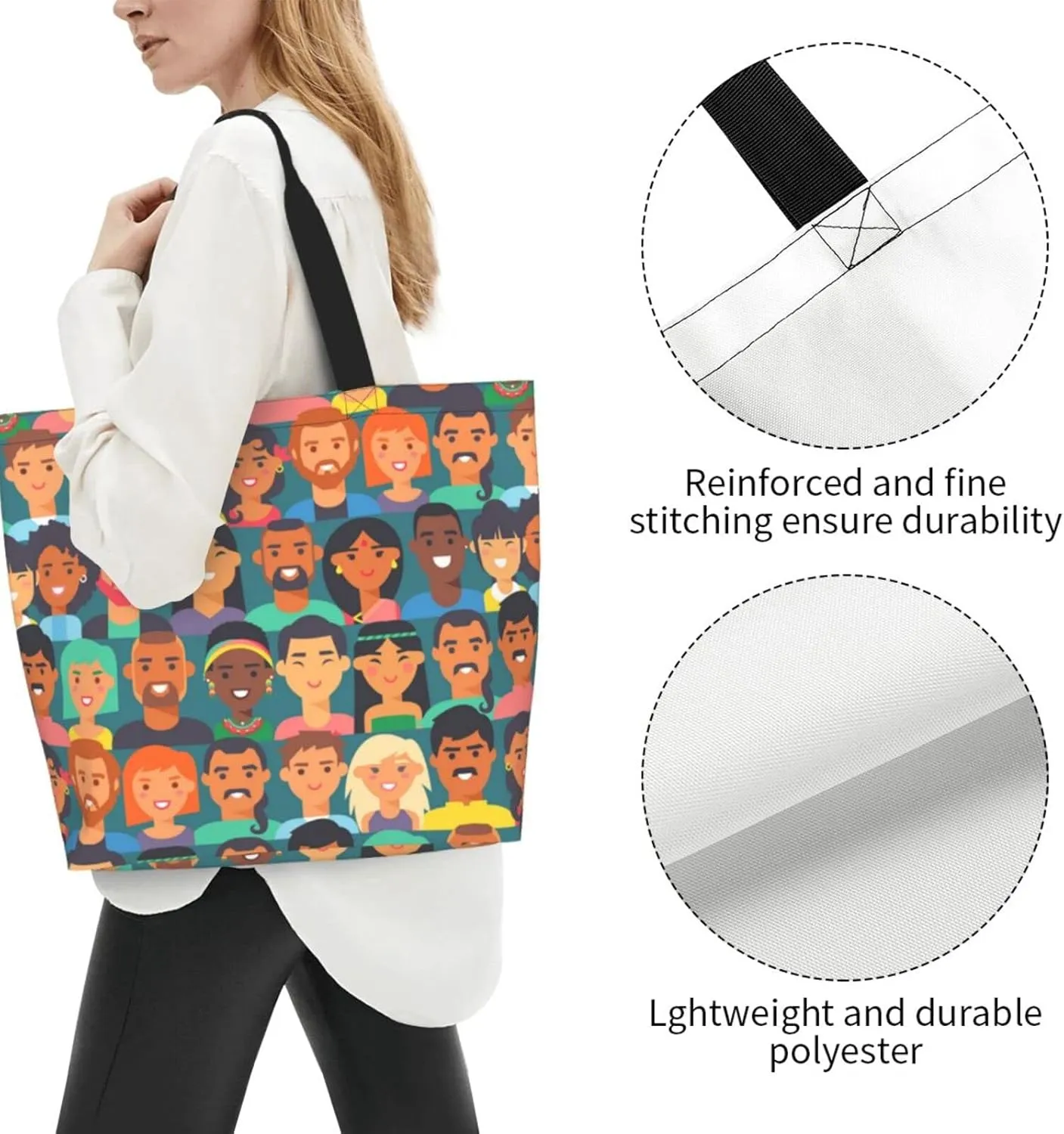 ASYG Funny Shoulder Bag Art Bags Storage Handle Women Shopping Bag Portable Women Bag