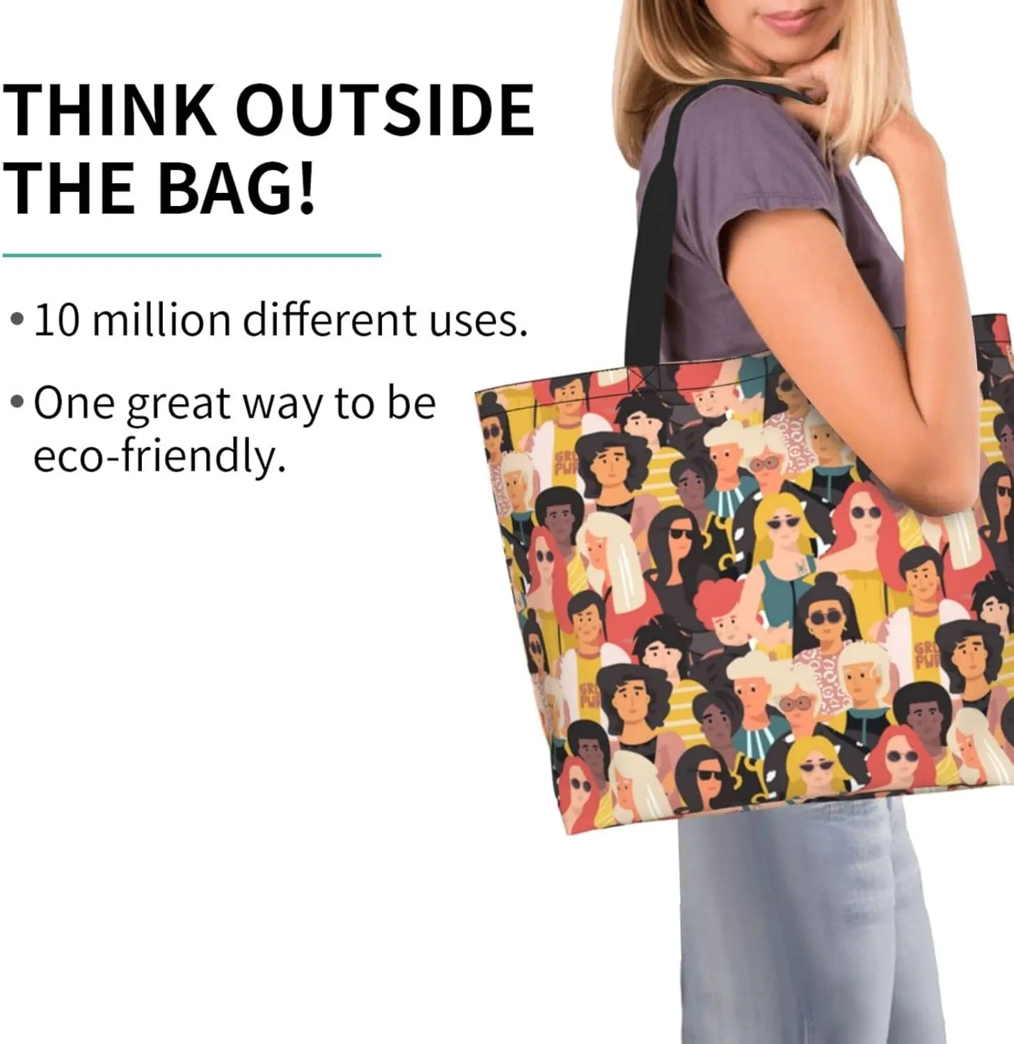 ASYG Funny Shoulder Bag Art Bags Storage Handle Women Shopping Bag Portable Women Bag