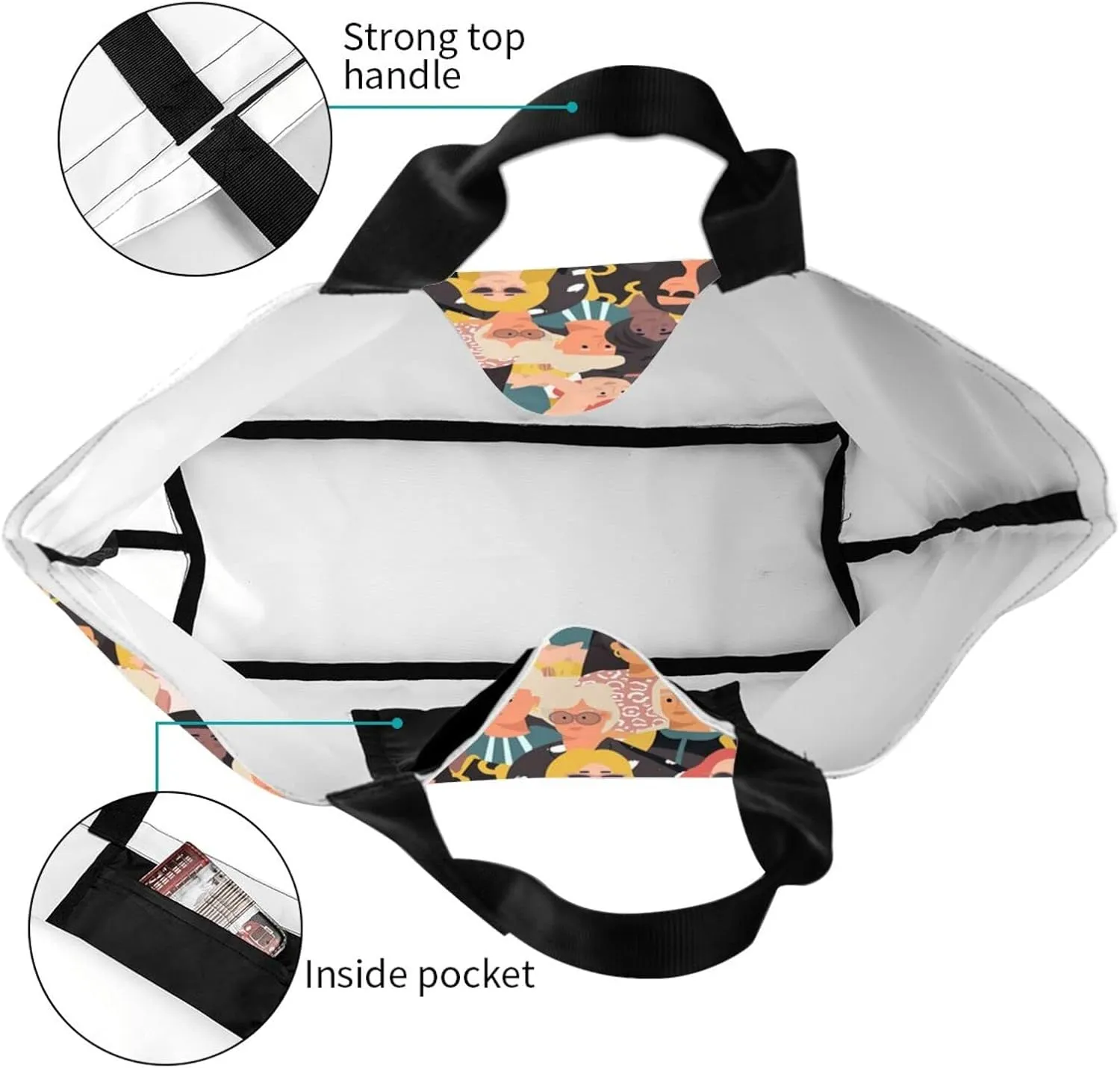 ASYG Funny Shoulder Bag Art Bags Storage Handle Women Shopping Bag Portable Women Bag