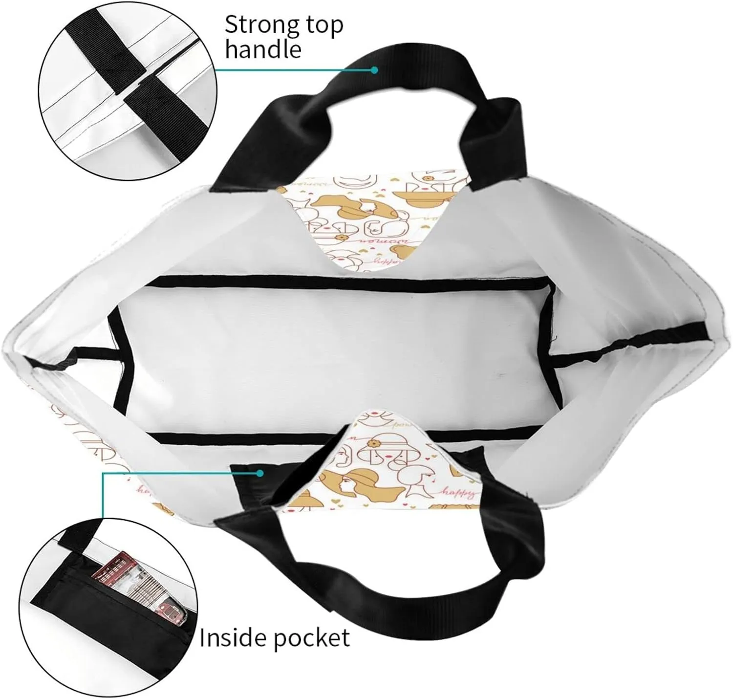 ASYG Funny Shoulder Bag Art Bags Storage Handle Women Shopping Bag Portable Women Bag