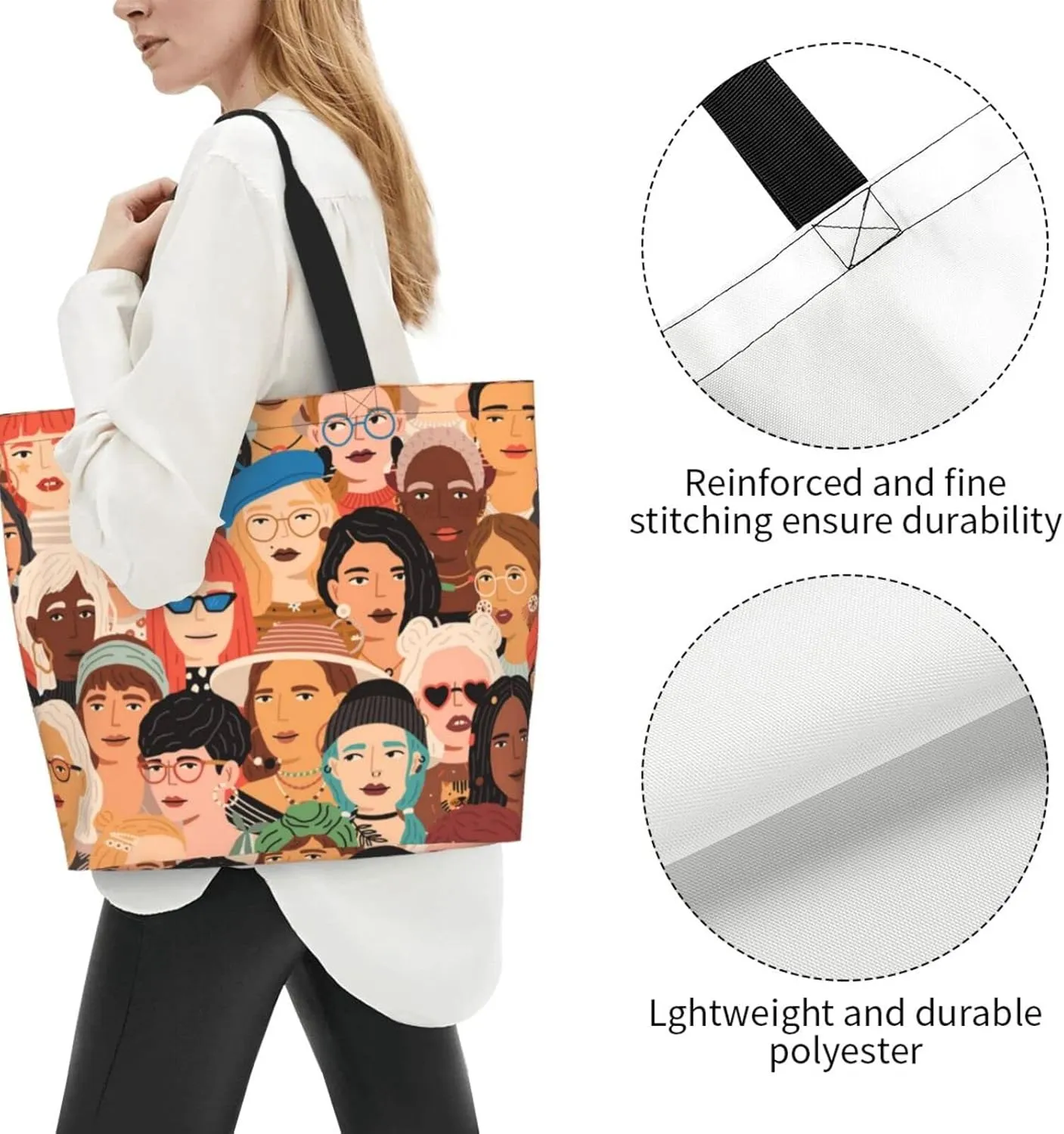 ASYG Funny Shoulder Bag Art Bags Storage Handle Women Shopping Bag Portable Women Bag