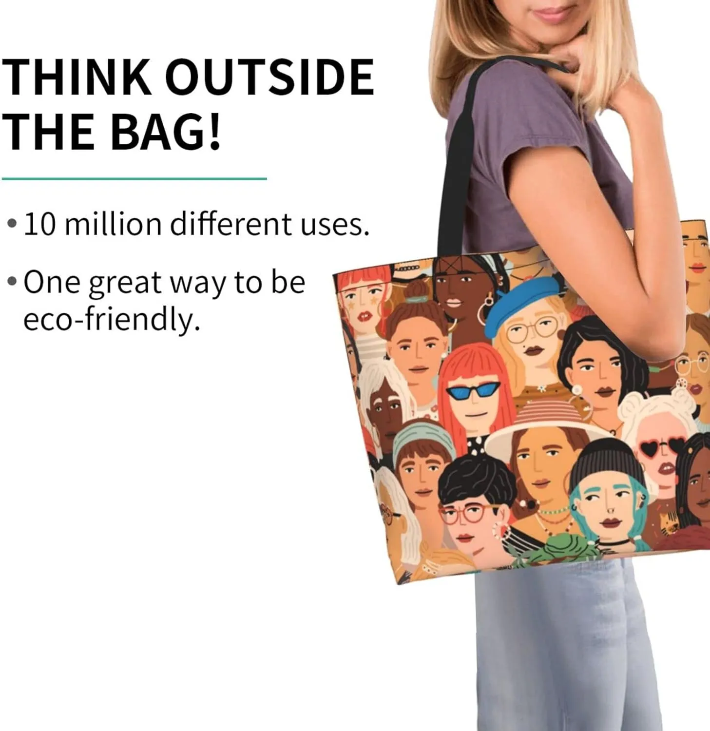 ASYG Funny Shoulder Bag Art Bags Storage Handle Women Shopping Bag Portable Women Bag