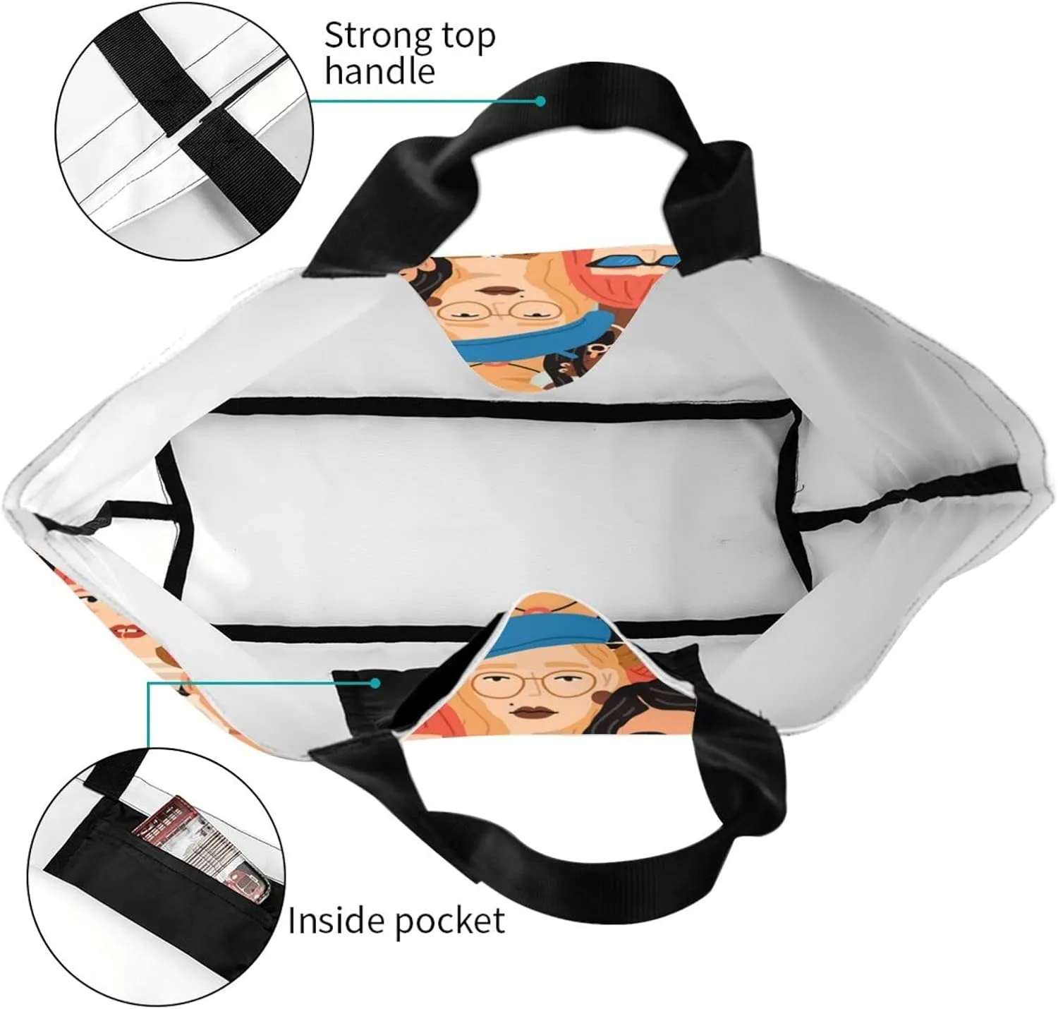 ASYG Funny Shoulder Bag Art Bags Storage Handle Women Shopping Bag Portable Women Bag