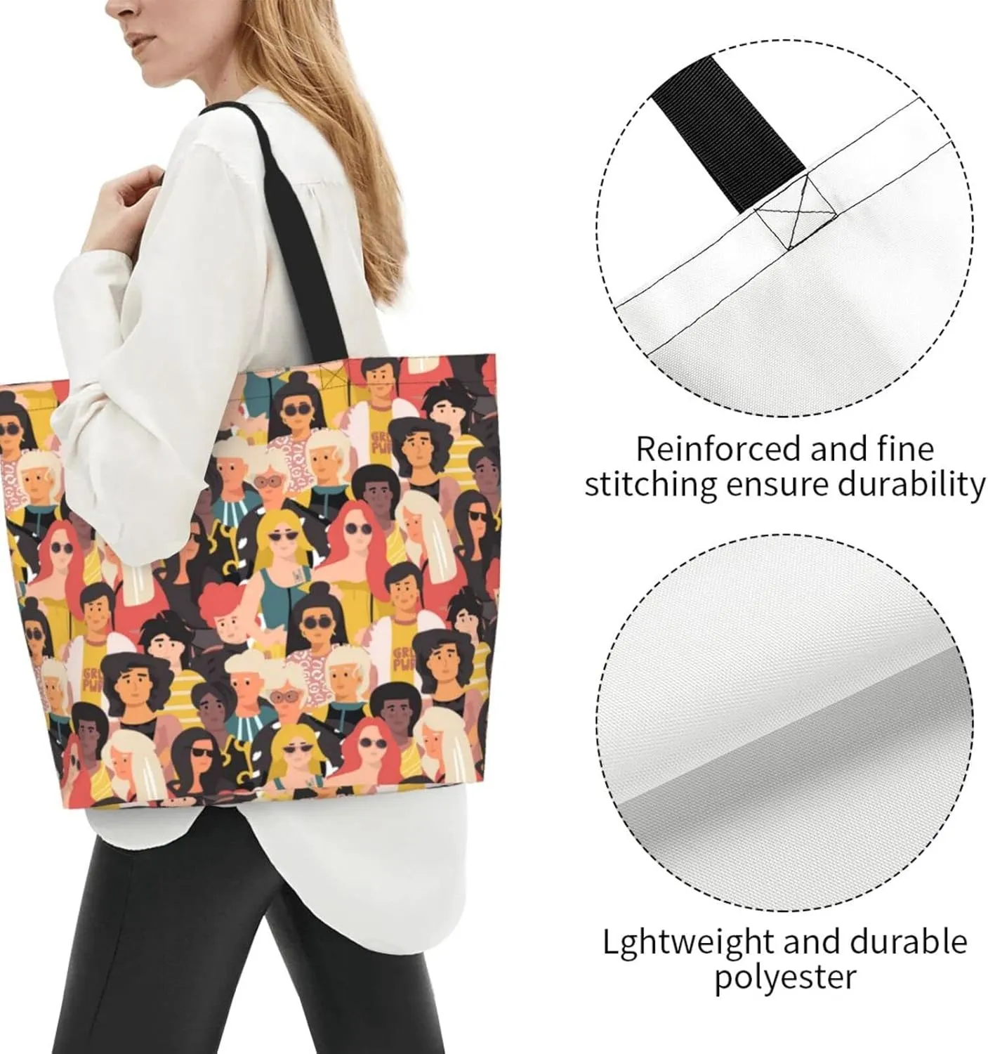 ASYG Funny Shoulder Bag Art Bags Storage Handle Women Shopping Bag Portable Women Bag