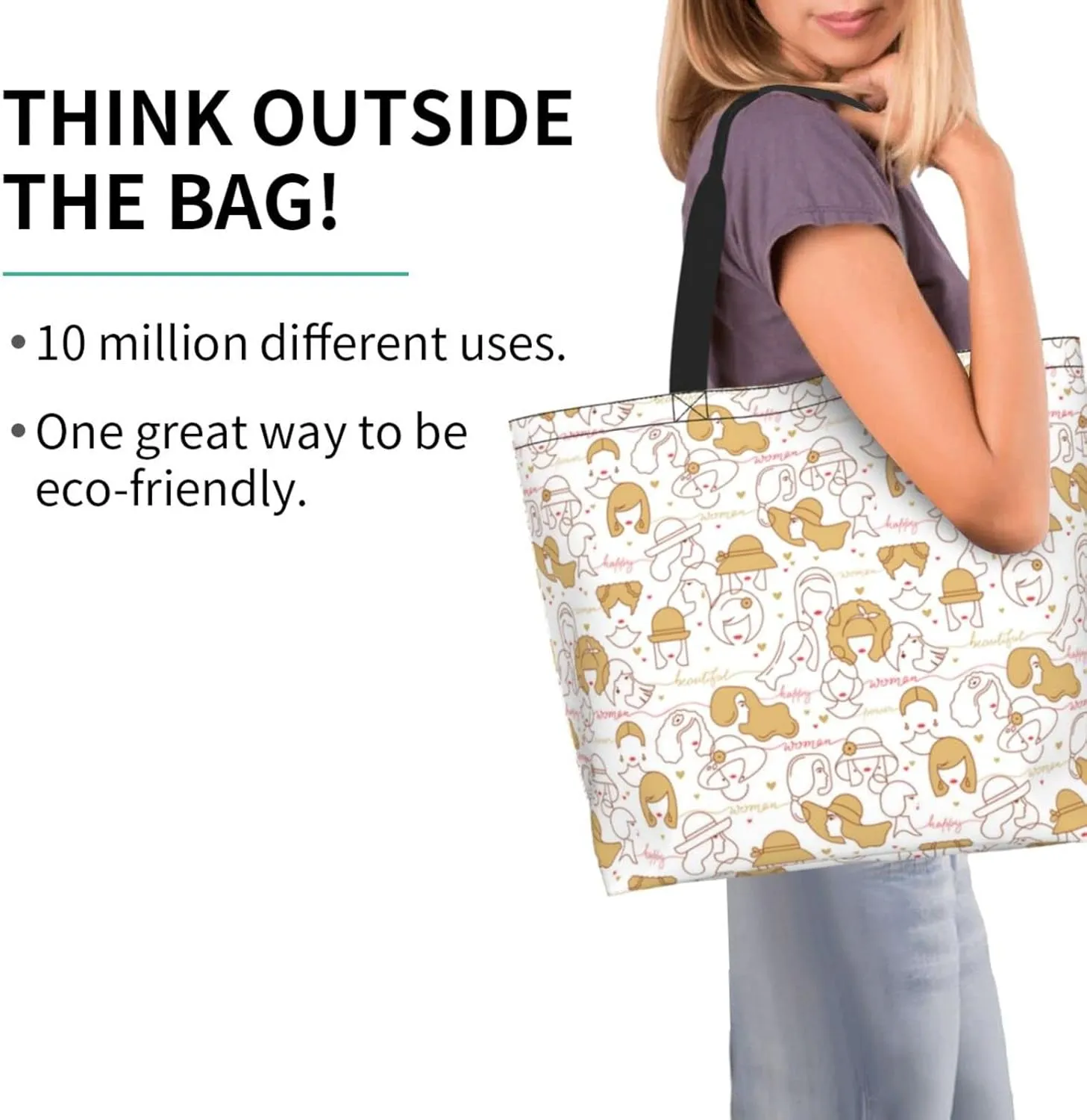 ASYG Funny Shoulder Bag Art Bags Storage Handle Women Shopping Bag Portable Women Bag