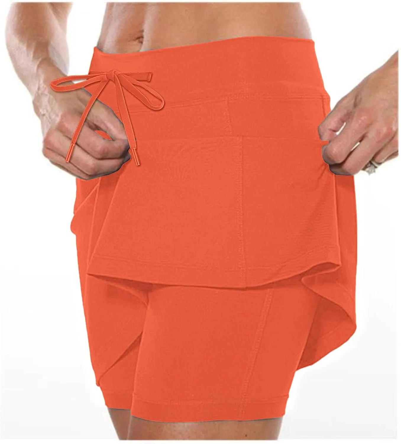 Athletic Skirts for Women Summer Loose Trendy Drawstring Solid Sports Tennis Skirts Built-in Shorts Plus Size, S-5XL
