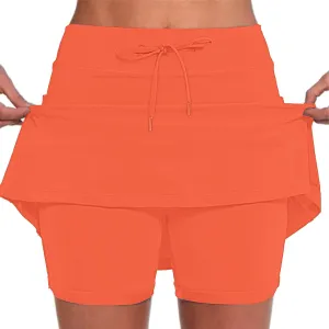 Athletic Skirts for Women Summer Loose Trendy Drawstring Solid Sports Tennis Skirts Built-in Shorts Plus Size, S-5XL
