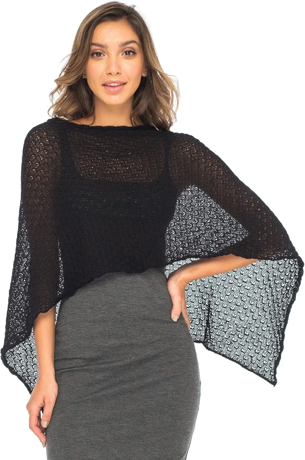 Back From Bali Womens Cotton Shrug Poncho, Lightweight Summer Shrug Pullover Sweater