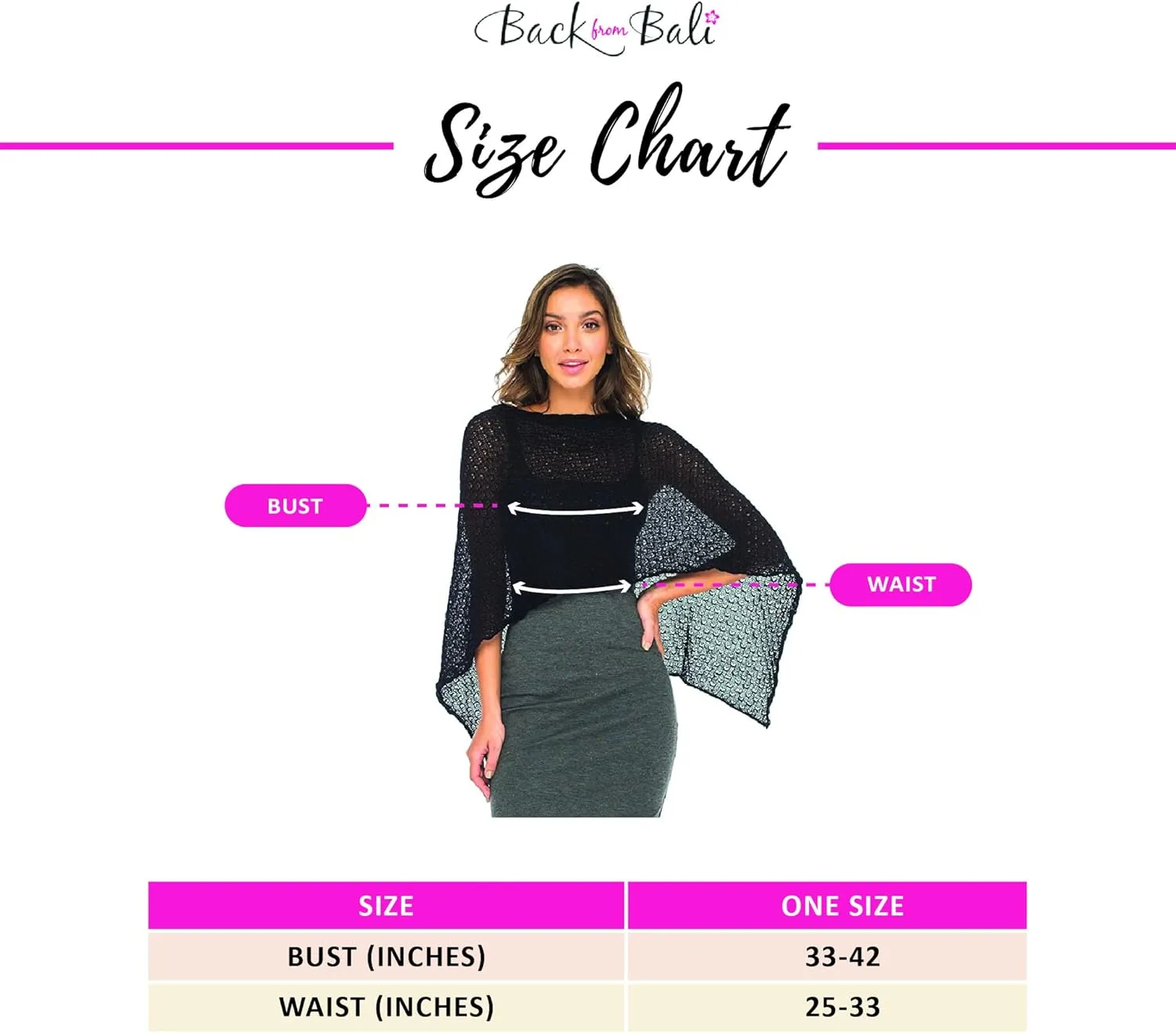 Back From Bali Womens Cotton Shrug Poncho, Lightweight Summer Shrug Pullover Sweater