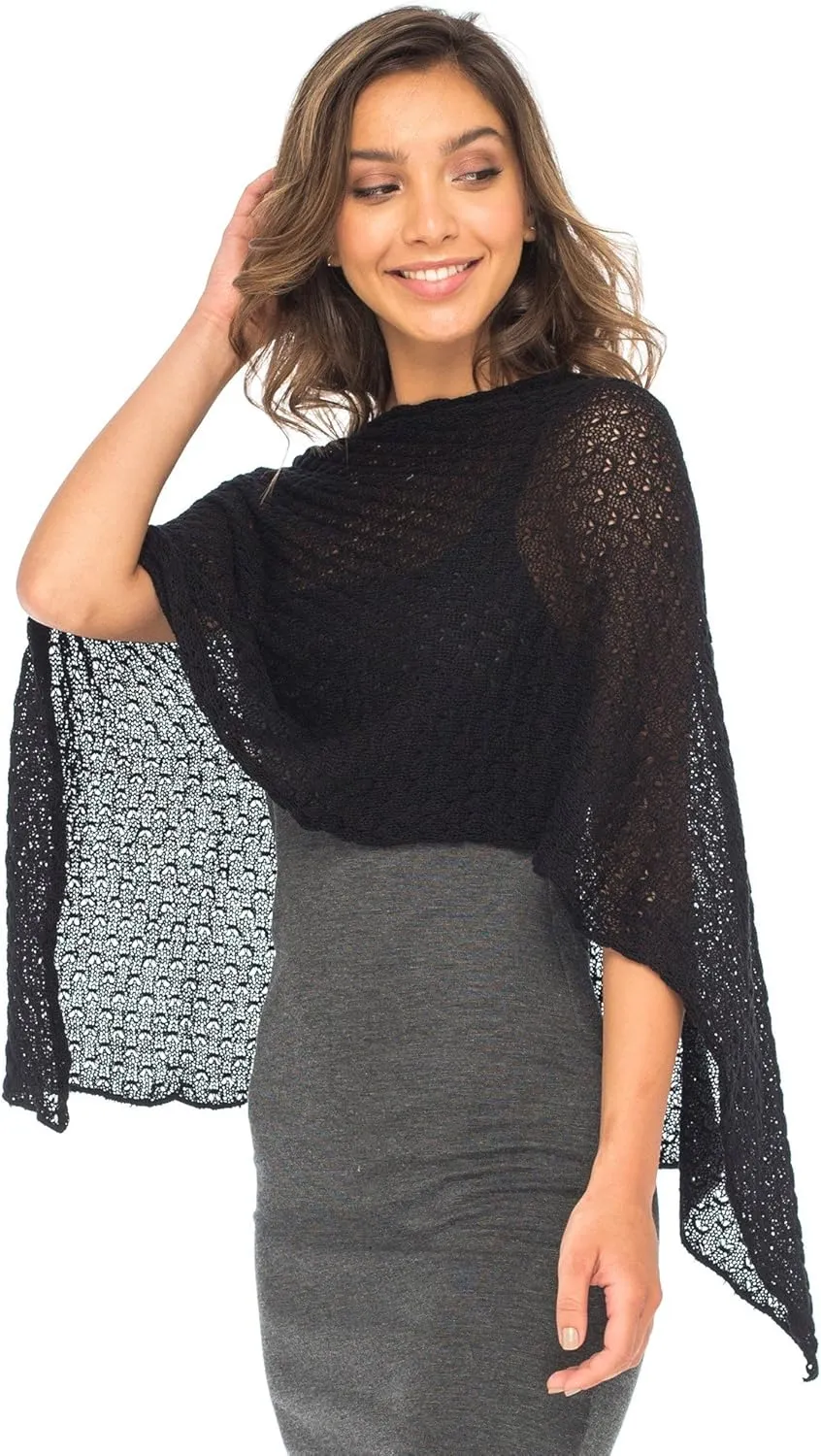 Back From Bali Womens Cotton Shrug Poncho, Lightweight Summer Shrug Pullover Sweater