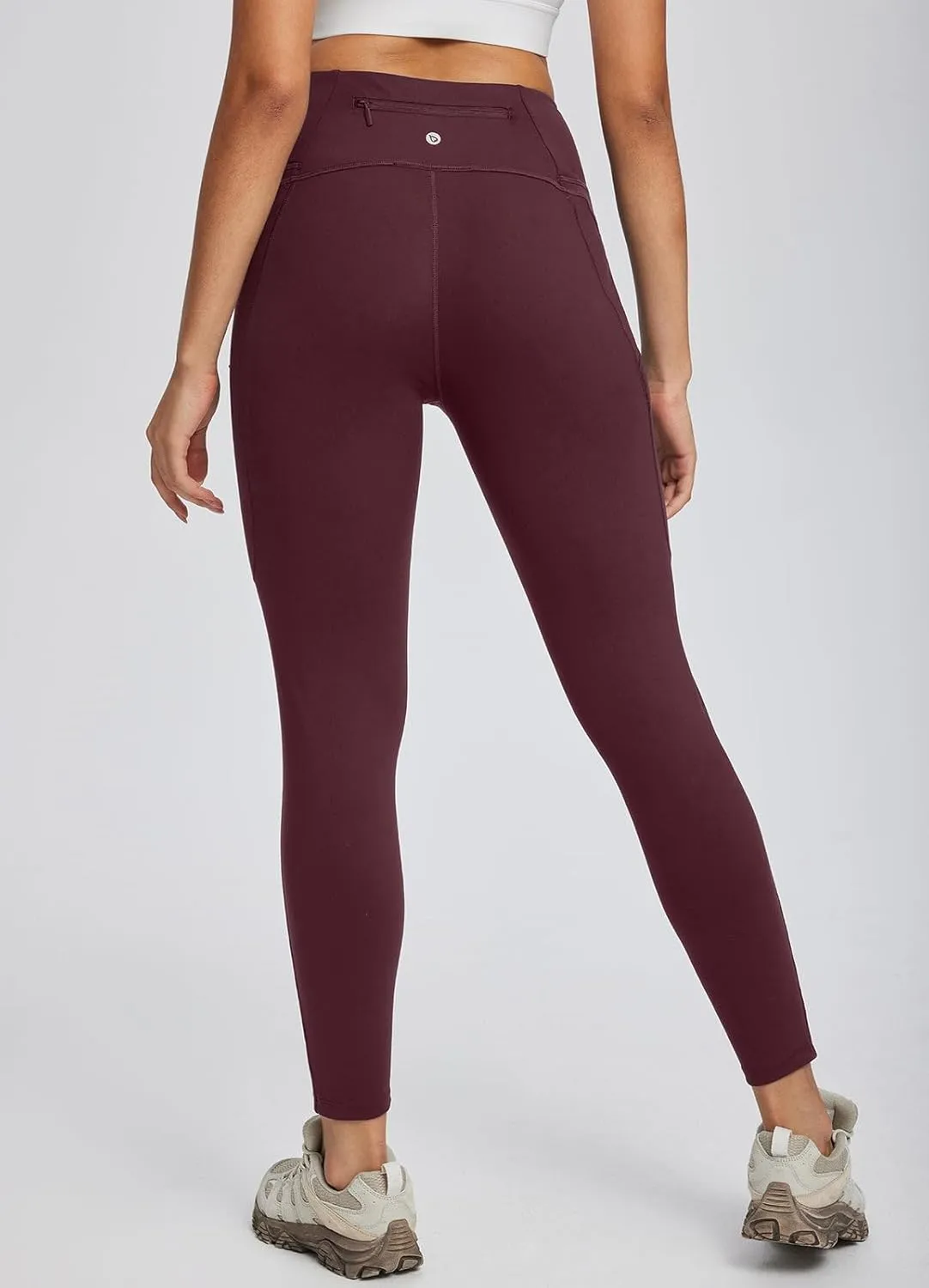 baleaf Women's High Waist Leggings with Pocket Hiking Pants Tummy Control 3 Pocket for Athletic Outdoor Running