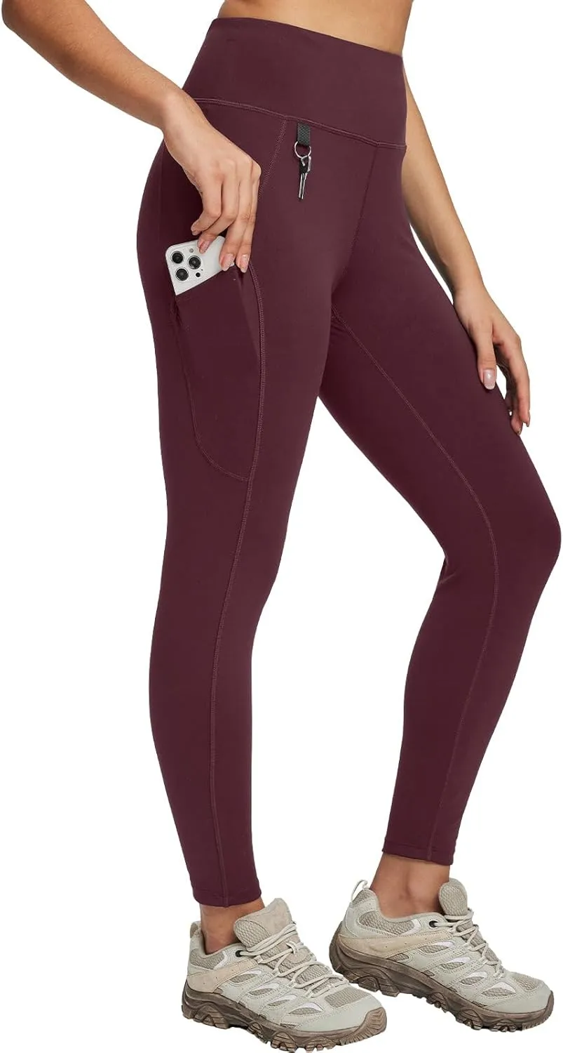 baleaf Women's High Waist Leggings with Pocket Hiking Pants Tummy Control 3 Pocket for Athletic Outdoor Running