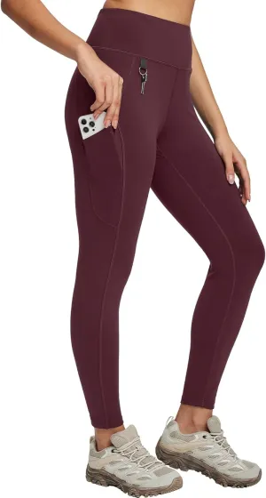 baleaf Women's High Waist Leggings with Pocket Hiking Pants Tummy Control 3 Pocket for Athletic Outdoor Running
