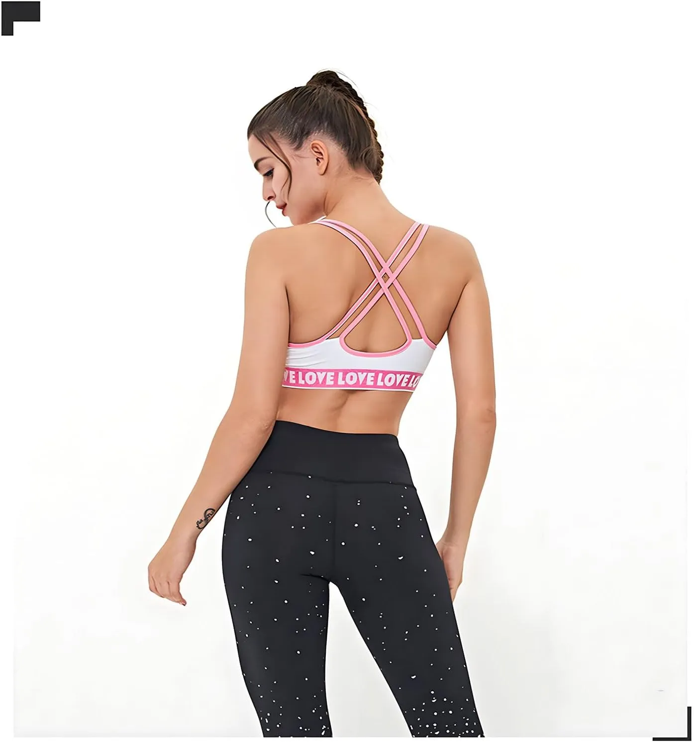 BBY Women's High Waisted Yoga Pants 7/8 Length Leggings with Black foil Stamping