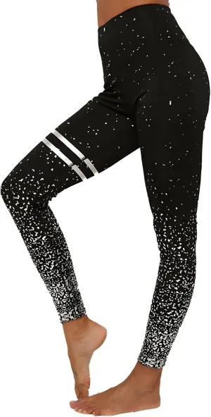 BBY Women's High Waisted Yoga Pants 7/8 Length Leggings with Black foil Stamping