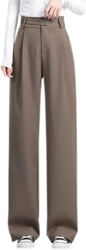 Betusline Women's Wide Leg Long Dress Pants High Waisted Business Casual Straight Office Trousers.X-Small-XX-Large