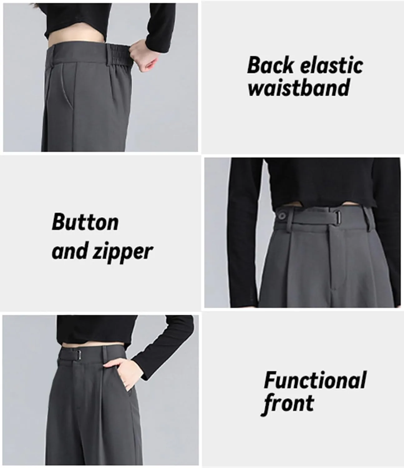 Betusline Women's Wide Leg Long Dress Pants High Waisted Business Casual Straight Office Trousers.X-Small-XX-Large